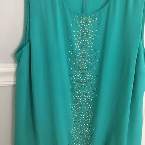Teal top with gold and silver accents size medium